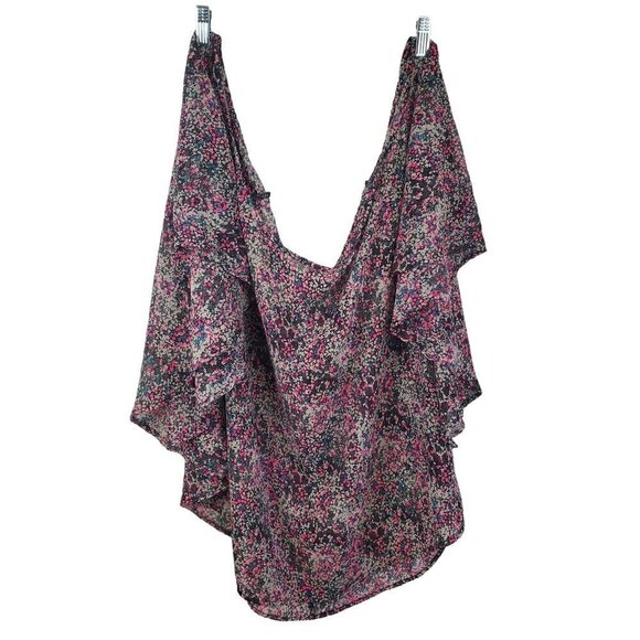 Torrid Poncho Top Size 2 2X Neon pink ditzy floral Flowy‎ Wide neck Short sleeve - Picture 1 of 9